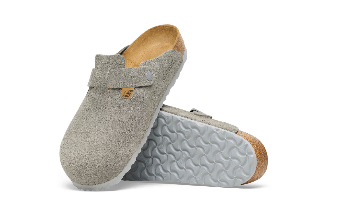 Birkenstock Boston Suede Leather Clog Stone Coin