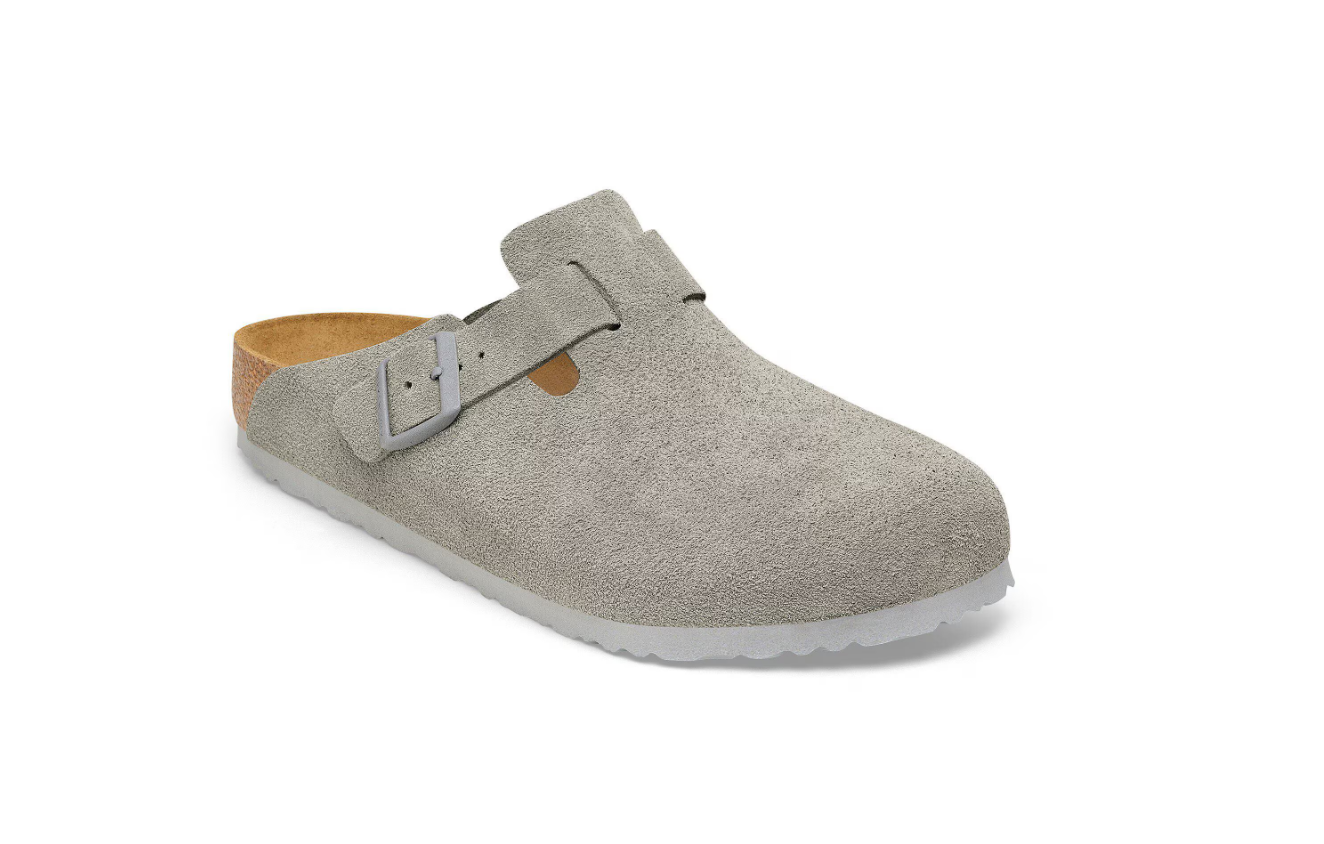 Birkenstock Boston Suede Leather Clog Stone Coin
