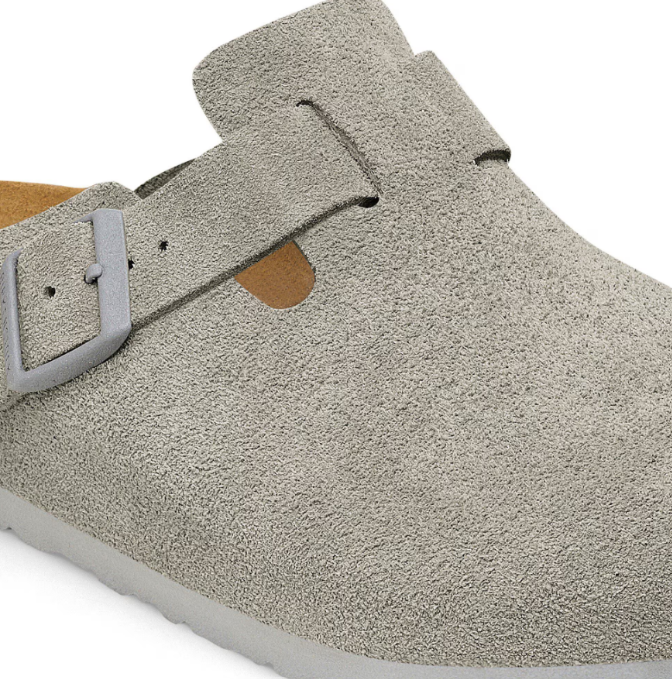 Birkenstock Boston Suede Leather Clog Stone Coin