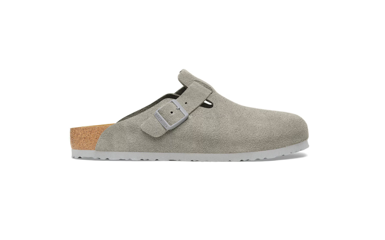 Birkenstock Boston Suede Leather Clog Stone Coin