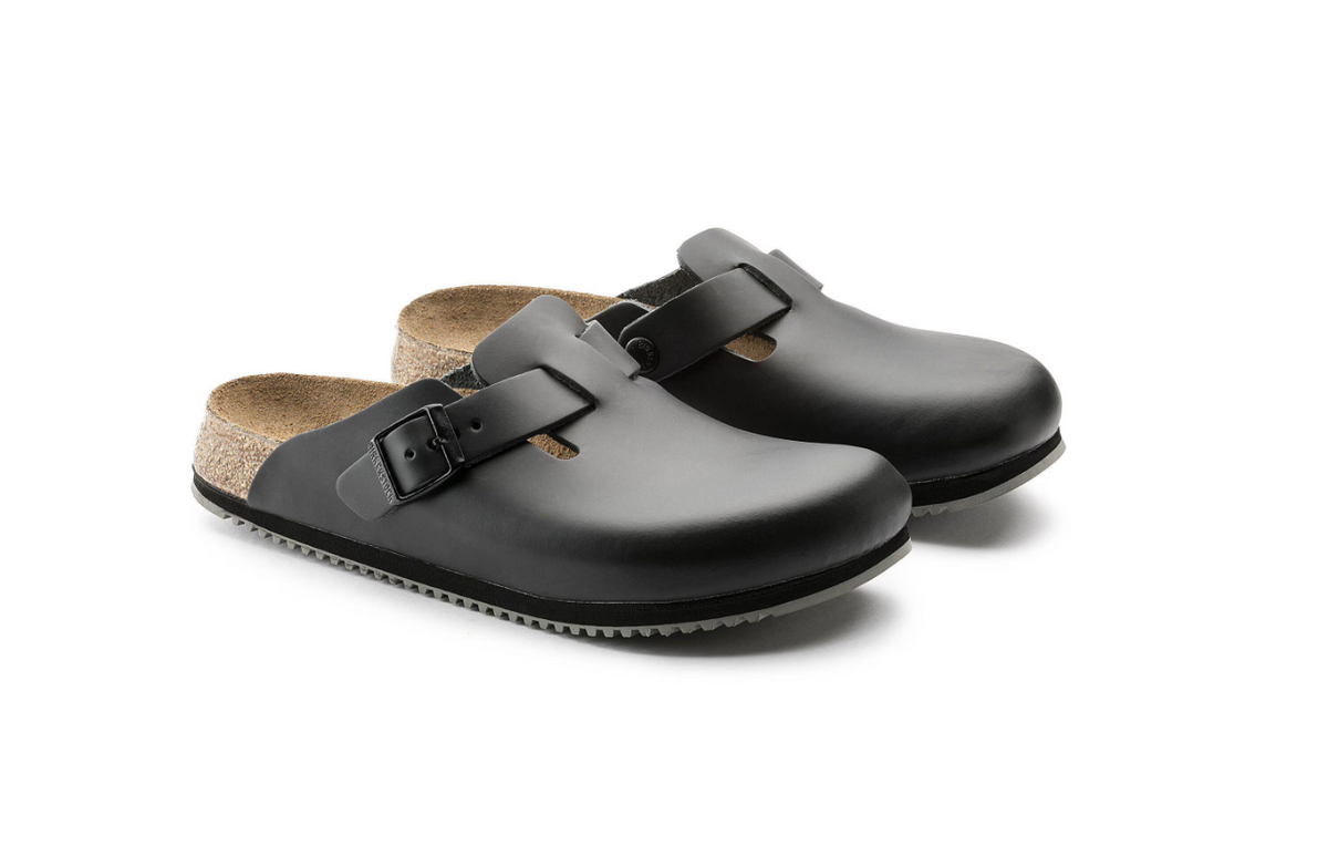 Birkenstock Boston Super Grip Leather Clog Black