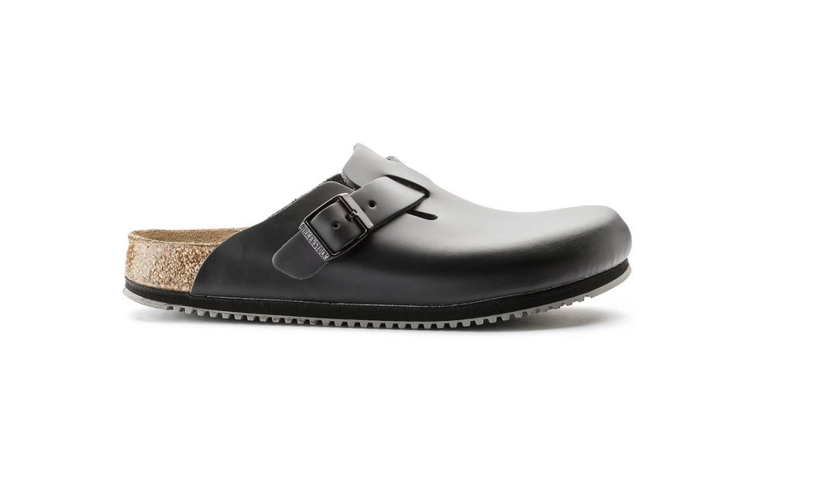 Birkenstock Boston Super Grip Leather Clog Black