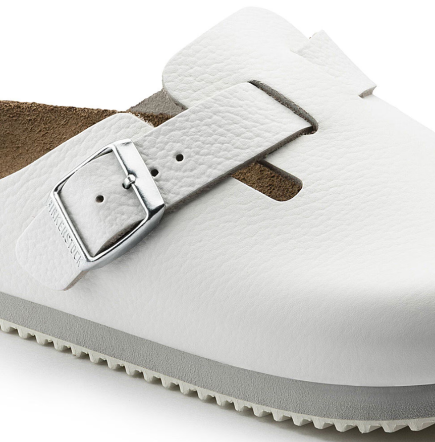 Birkenstock Boston Super Grip Natural Leather White Clog - White, Regular