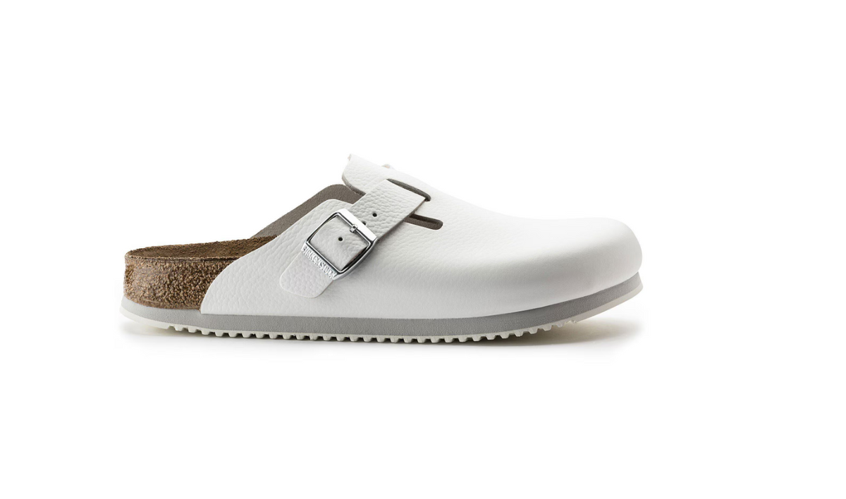 Birkenstock Boston Super Grip Natural Leather White Clog - White, Regular