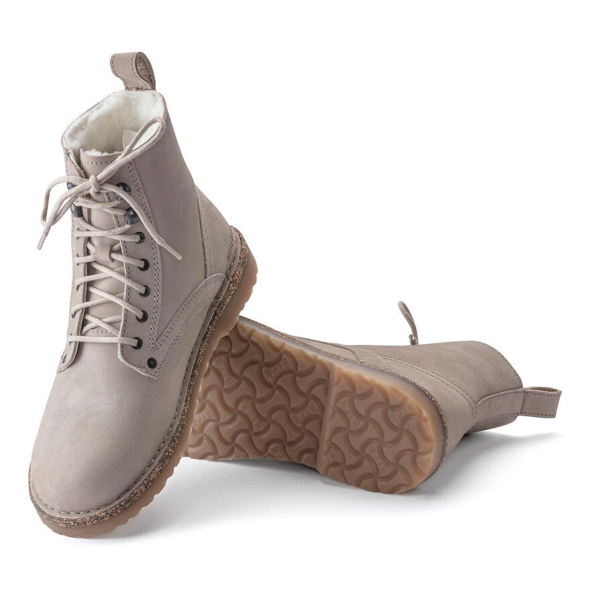 Birkenstock Bryson Shearling Nubuk Leather Beige Taupe