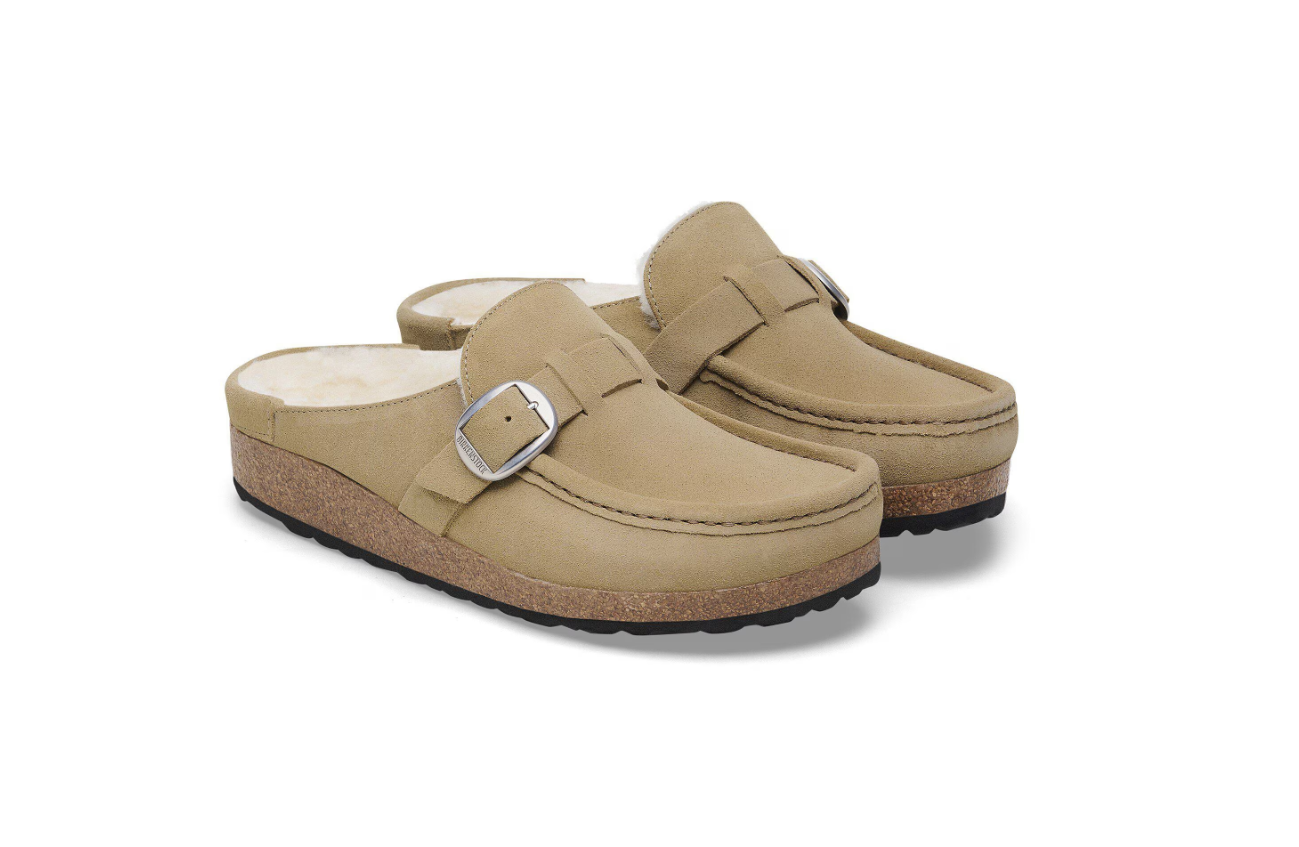 Birkenstock Buckley Shearling Suede Leather Taupe