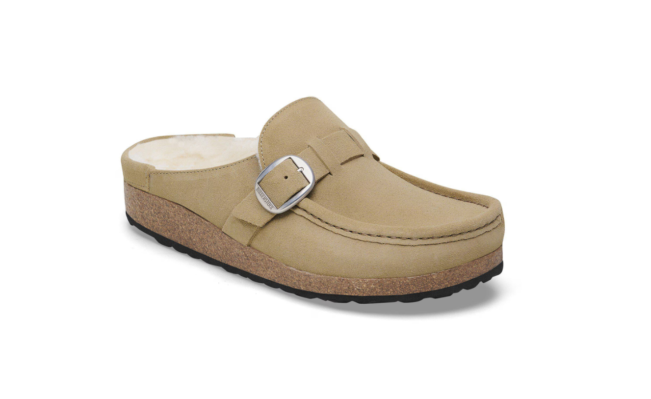 Birkenstock Buckley Shearling Suede Leather Taupe
