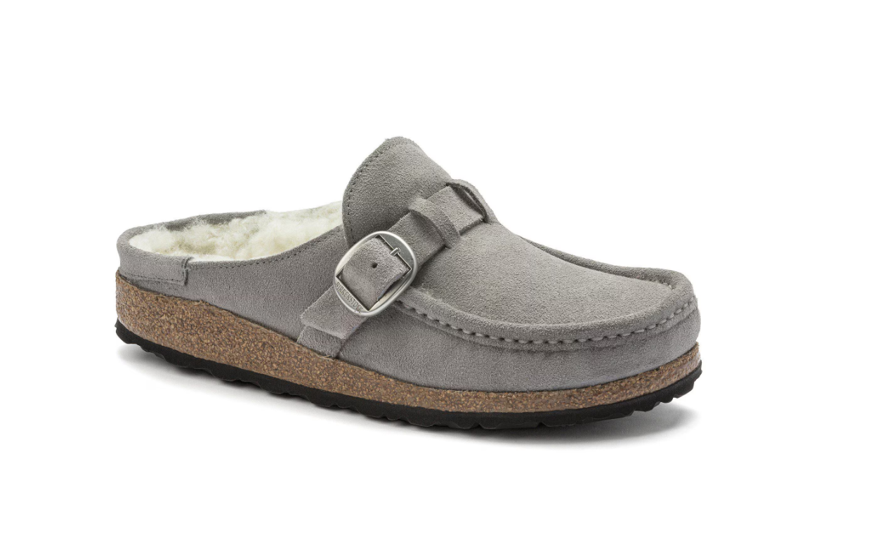 Birkenstock Buckley Shearling Suede Leather Stone Coin