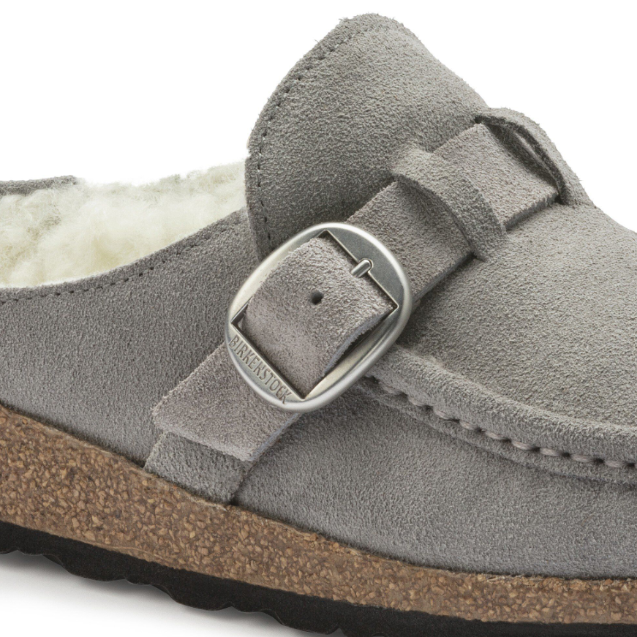 Birkenstock Buckley Shearling Suede Leather Stone Coin