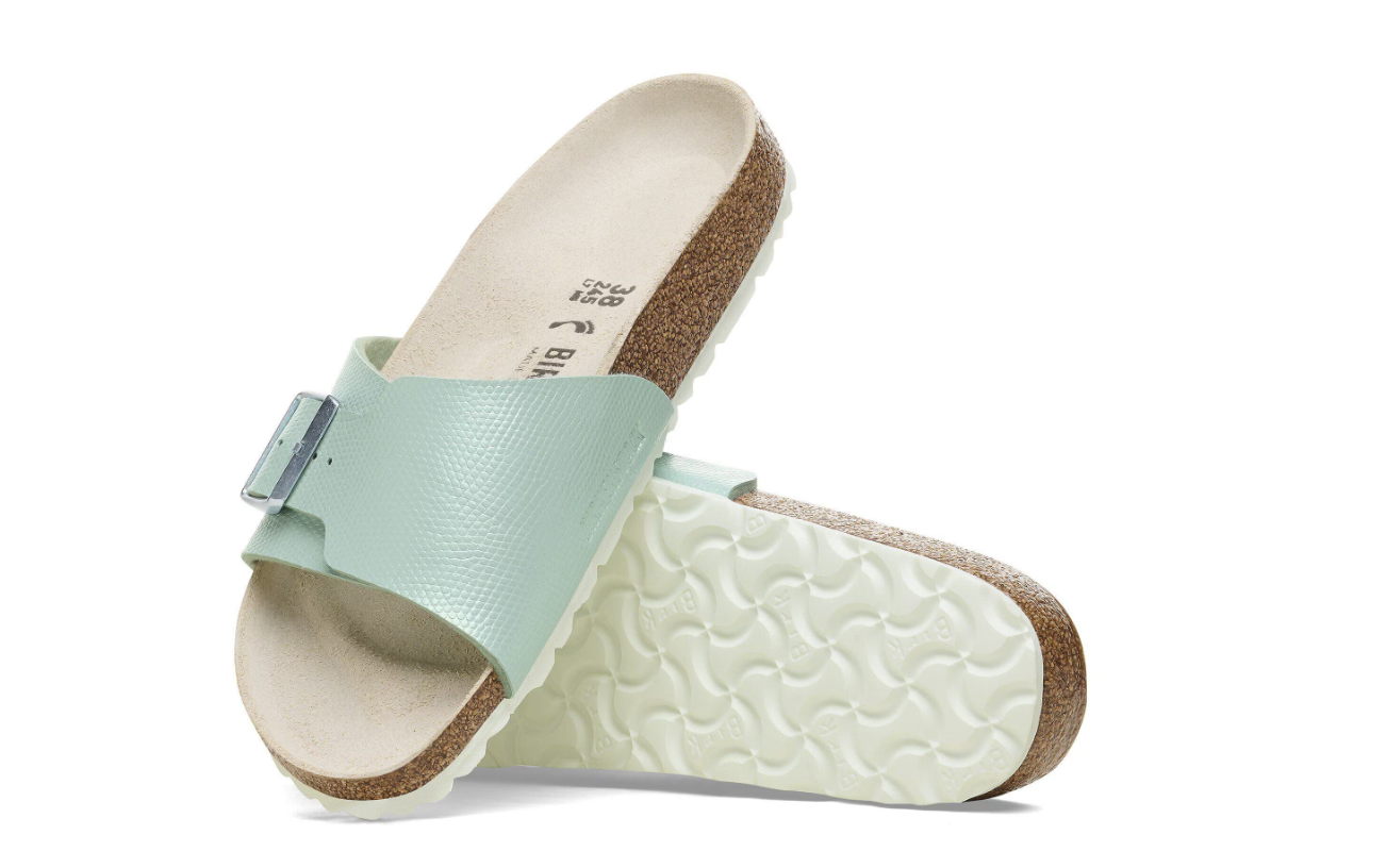 Birkenstock Catalina Birko-Flor Embossed Shiny Lizard Surf Green