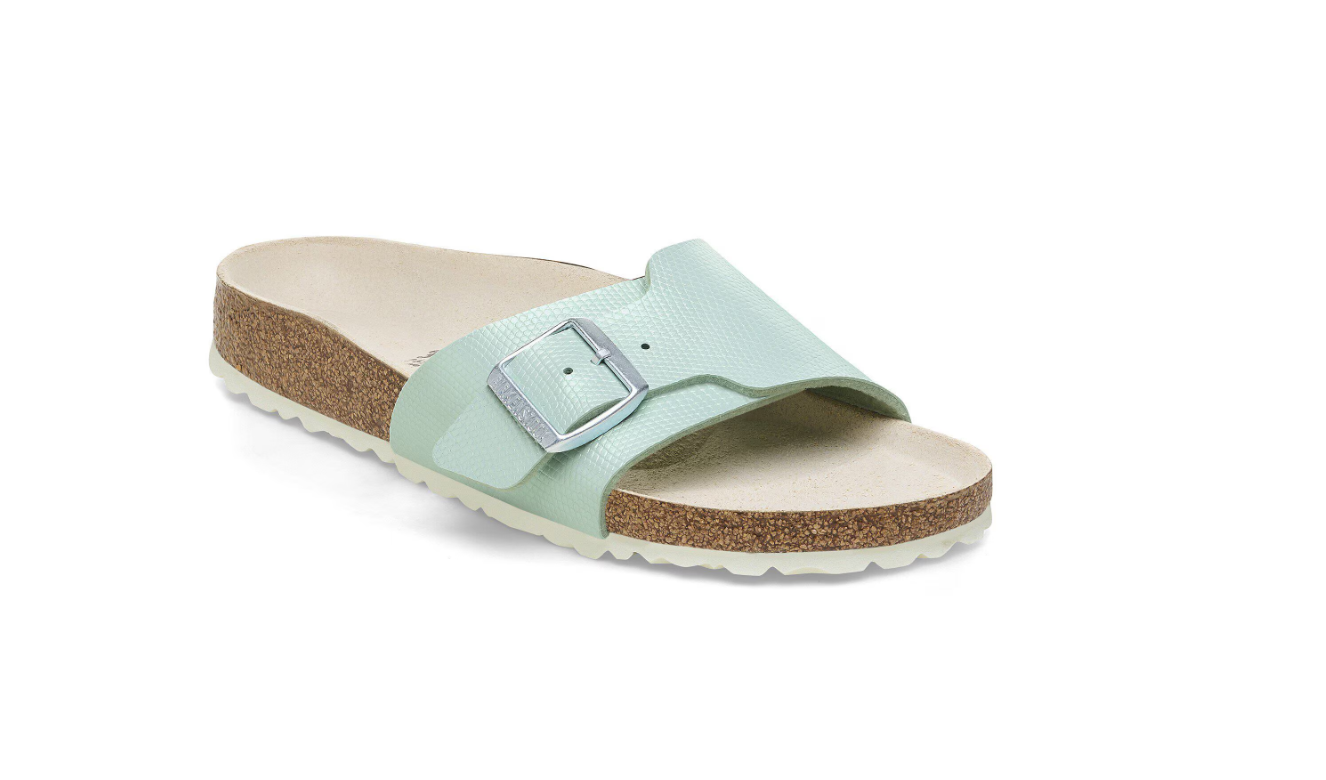 Birkenstock Catalina Birko-Flor Embossed Shiny Lizard Surf Green