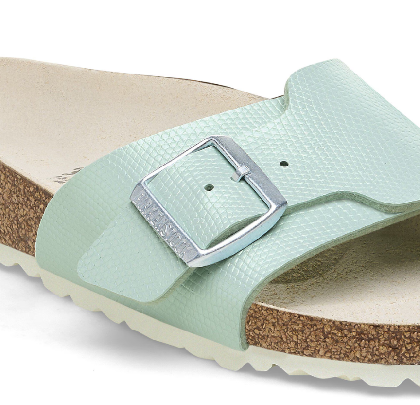 Birkenstock Catalina Birko-Flor Embossed Shiny Lizard Surf Green