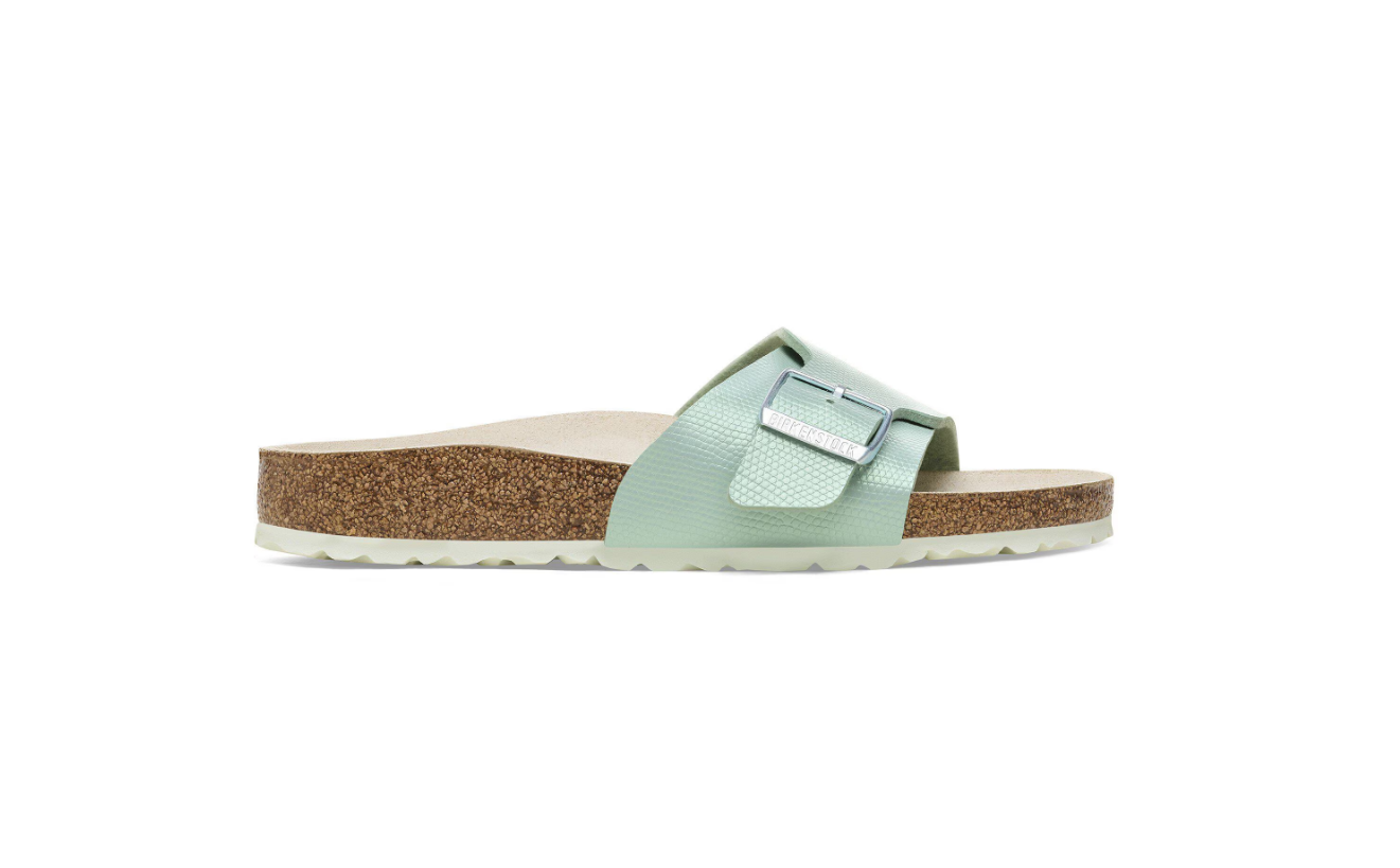 Birkenstock Catalina Birko-Flor Embossed Shiny Lizard Surf Green