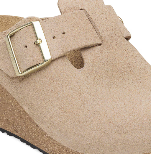 BIRKENSTOCK Fanny Suede Leather Clog Warm Sand