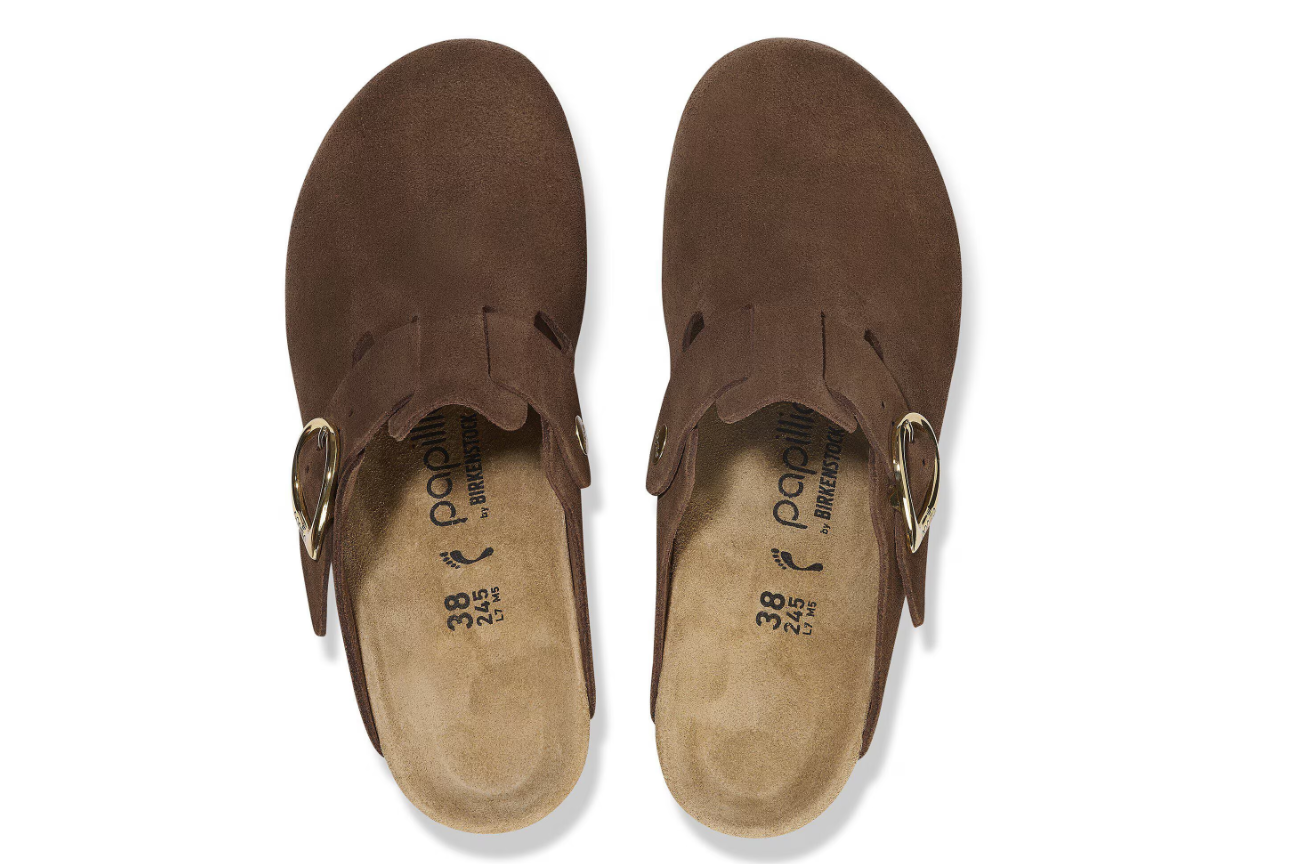 Birkenstock Fanny Ring-Buckle Suede Clog Dark Tea