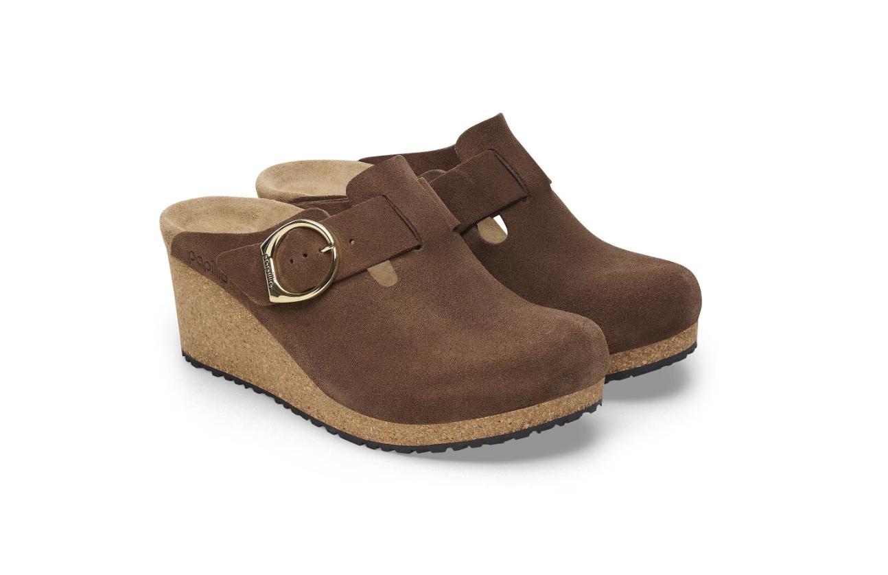 Birkenstock Fanny Ring-Buckle Suede Clog Dark Tea