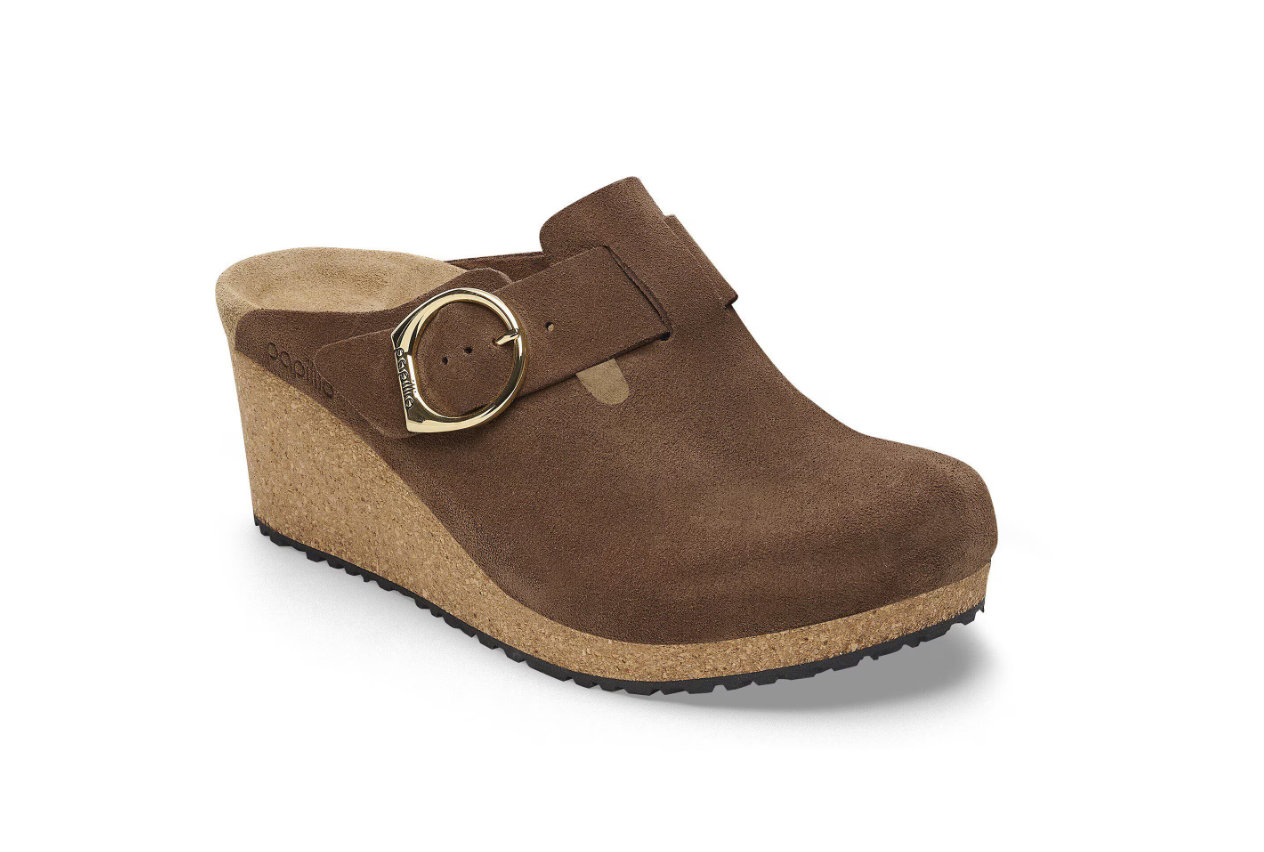 Birkenstock Fanny Ring-Buckle Suede Clog Dark Tea
