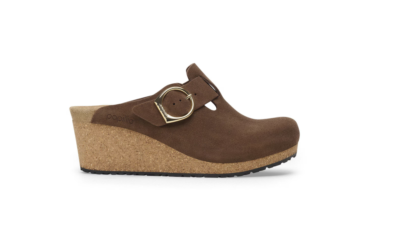 Birkenstock Fanny Ring-Buckle Suede Clog Dark Tea