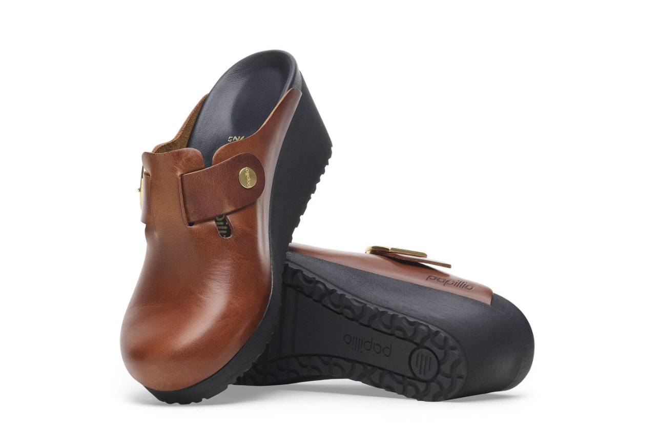 Birkenstock Fanny Ring-Buckle Natural Leather Black/Cognac