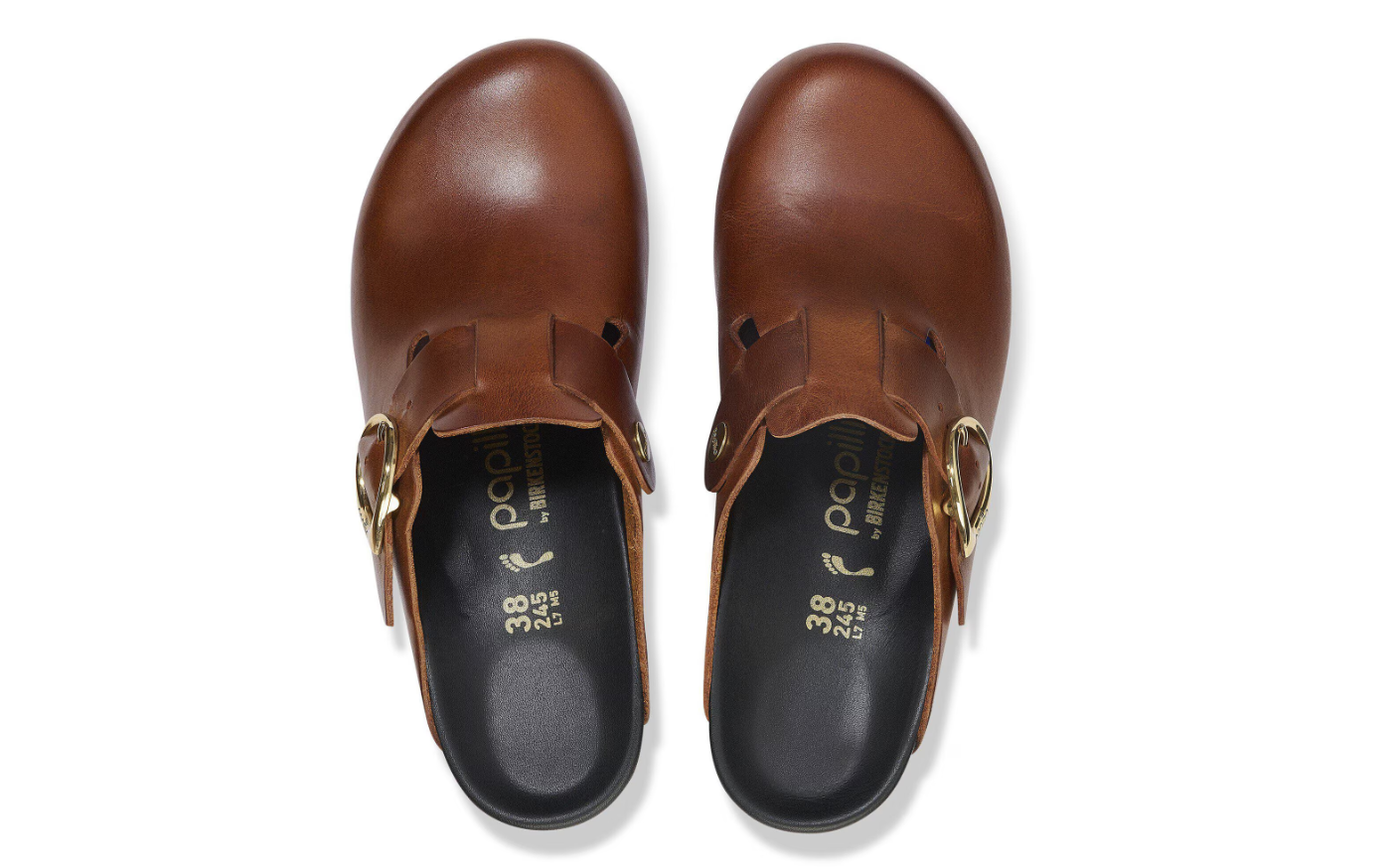 Birkenstock Fanny Ring-Buckle Natural Leather Black/Cognac
