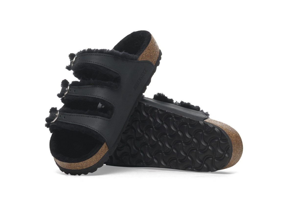 Birkenstock Florida Fresh Shearling Oiled Leather Black