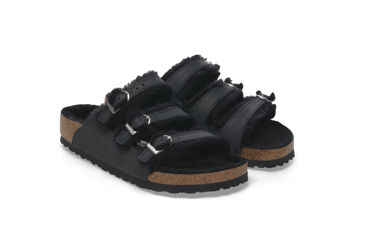 Birkenstock Florida Fresh Shearling Oiled Leather Black