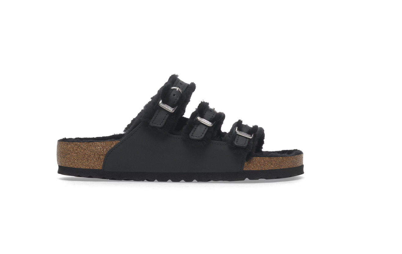 Birkenstock Florida Fresh Shearling Oiled Leather Black