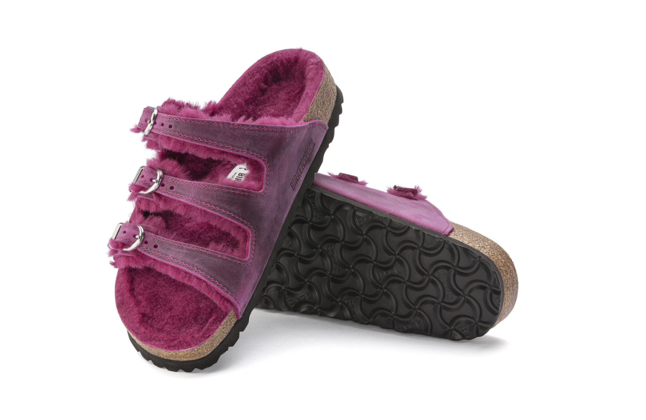 Birkenstock Florida Fresh Shearling Oiled Leather Festival Fuchsia