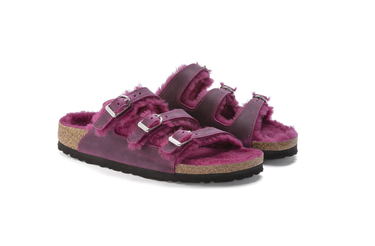 Birkenstock Florida Fresh Shearling Oiled Leather Festival Fuchsia