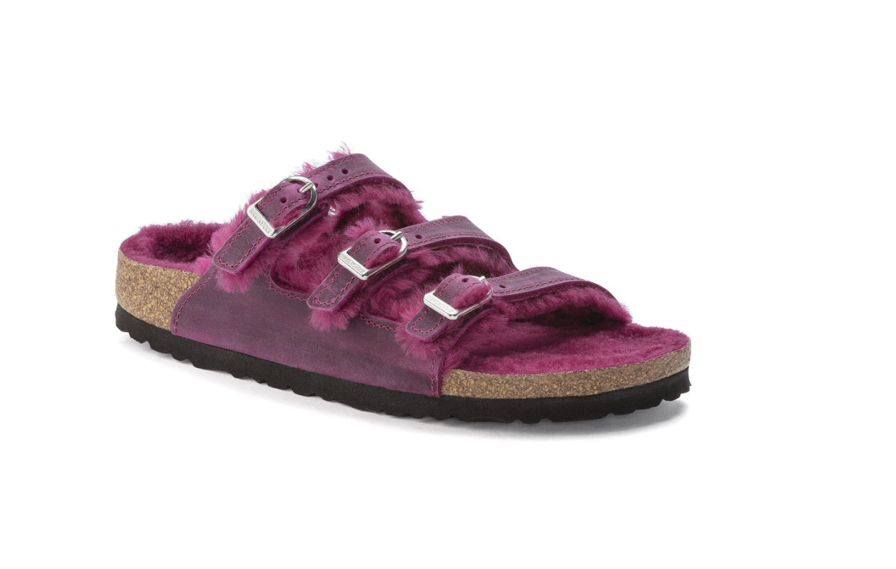 Birkenstock Florida Fresh Shearling Oiled Leather Festival Fuchsia