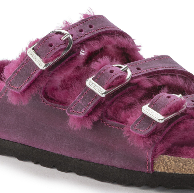 Birkenstock Florida Fresh Shearling Oiled Leather Festival Fuchsia