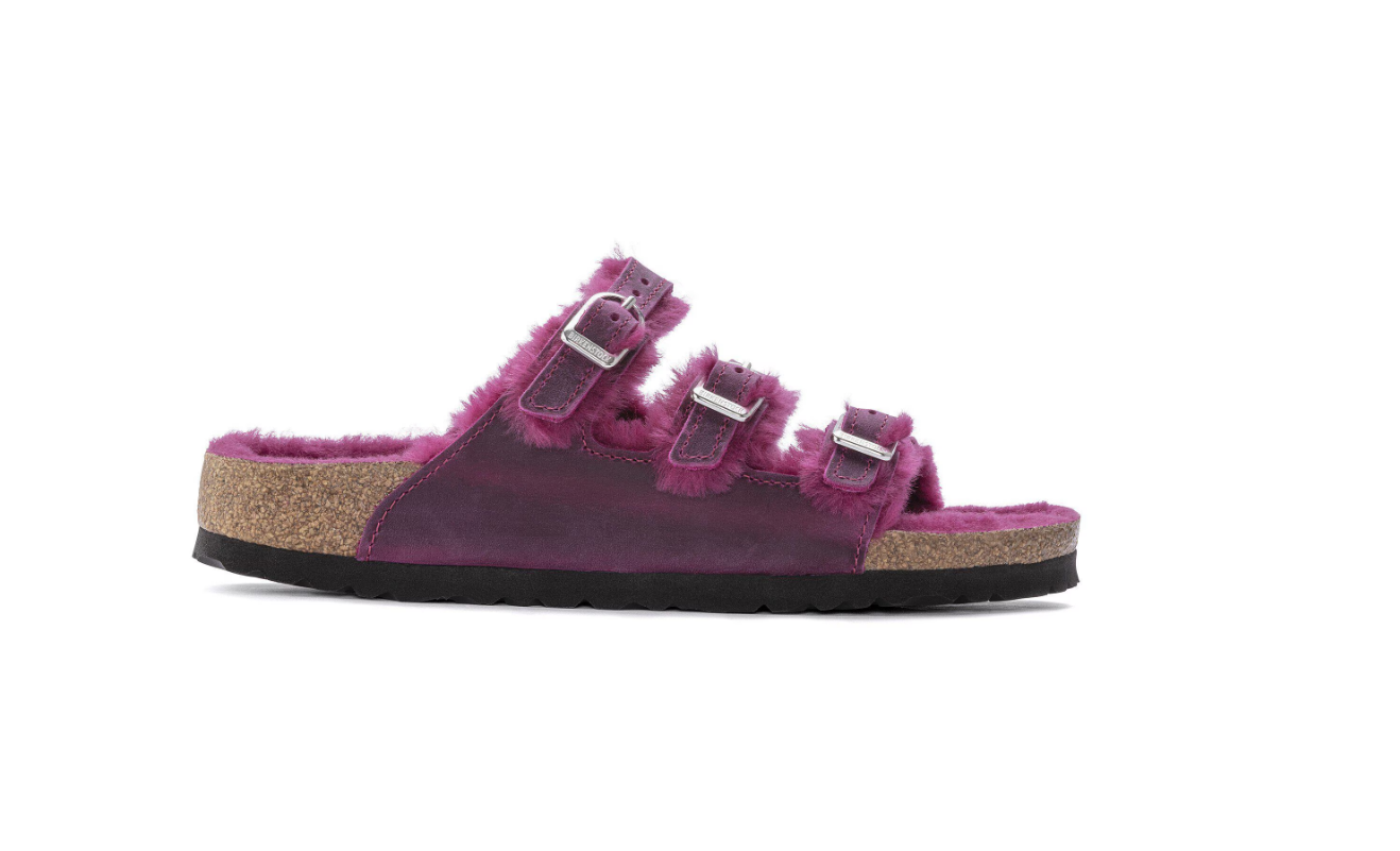 Birkenstock Florida Fresh Shearling Oiled Leather Festival Fuchsia