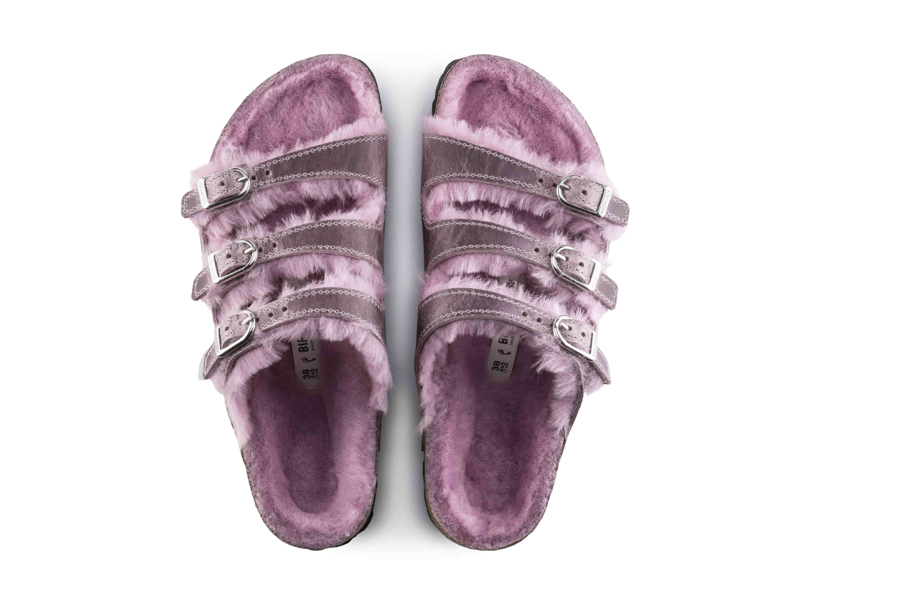 Birkenstock Florida Fresh Shearling Oiled Leather Lavender