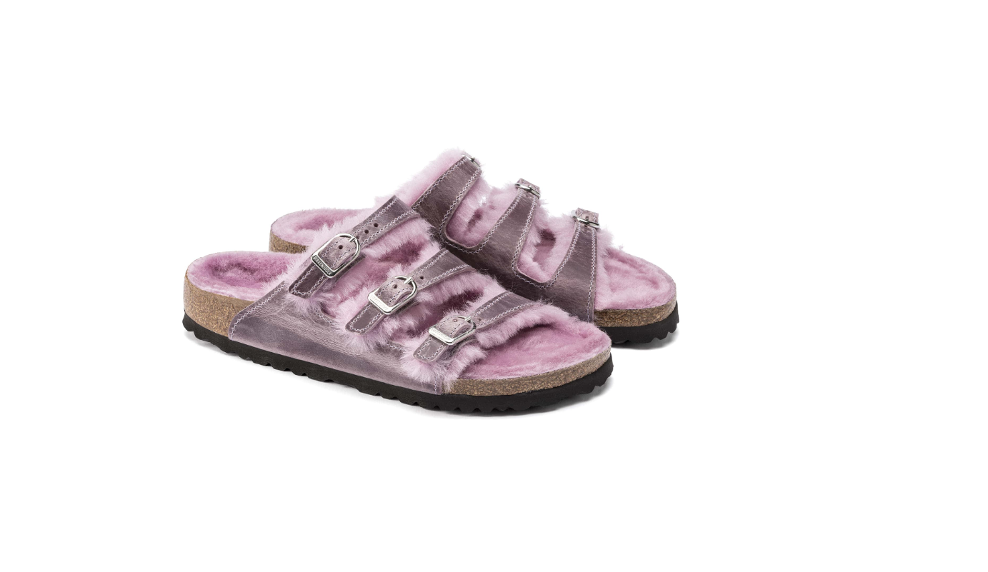 Birkenstock Florida Fresh Shearling Oiled Leather Lavender