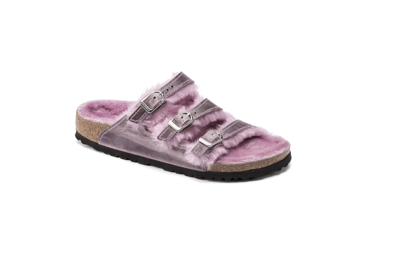 Birkenstock Florida Fresh Shearling Oiled Leather Lavender