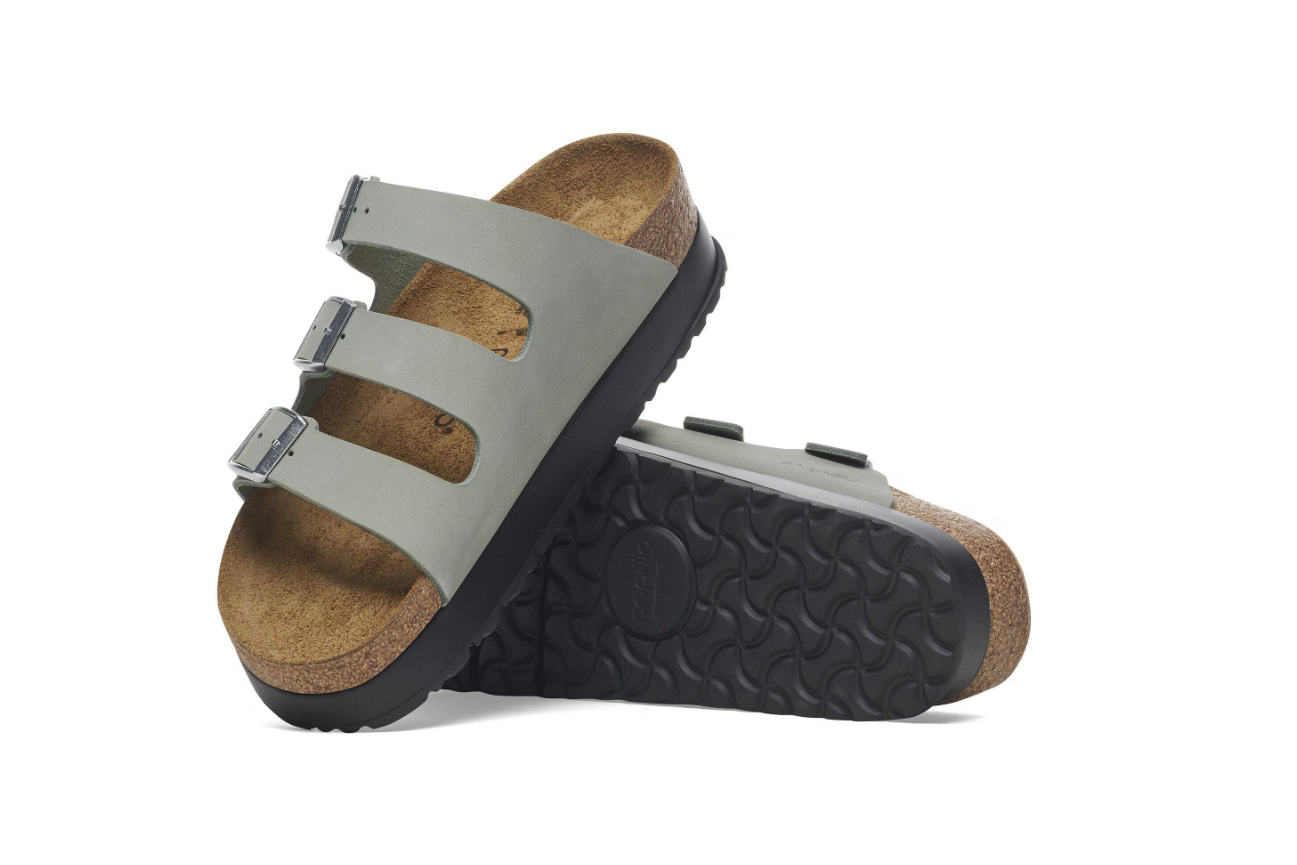 Birkenstock Florida Flex Platform Nubuck Leather Pure Sage