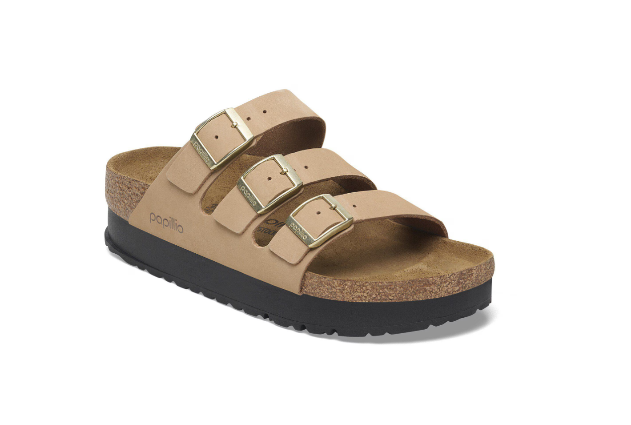 Birkenstock Florida Flex Platform Nubuck Leather Sandcastle
