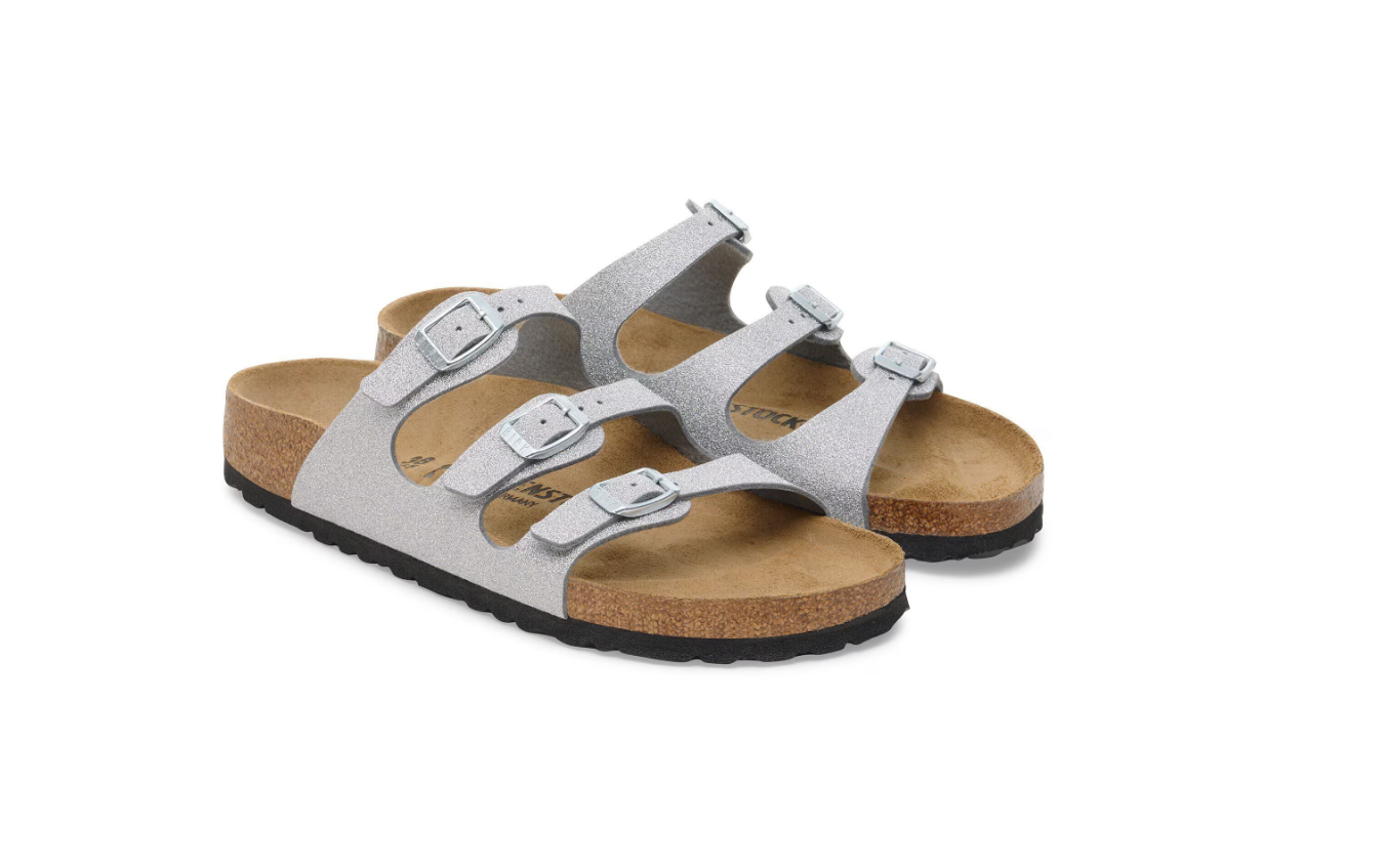 Birkenstock Florida Birko-Flor Shiny Glitter Silver