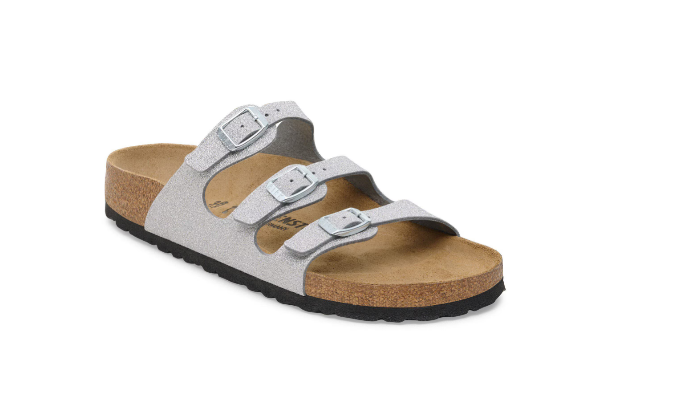 Birkenstock Florida Birko-Flor Shiny Glitter Silver