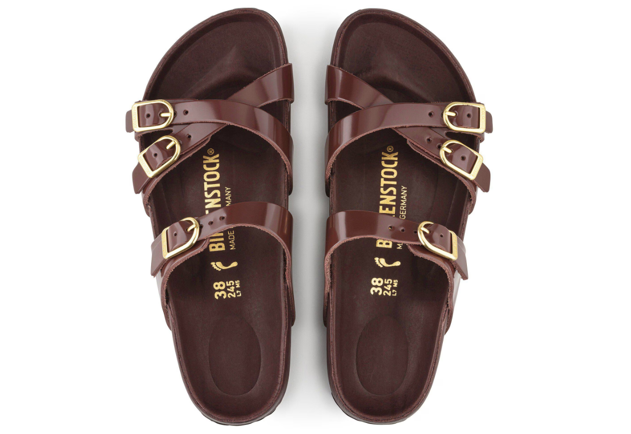 Birkenstock Franca Natural Leather Patent High Shine Chocolate