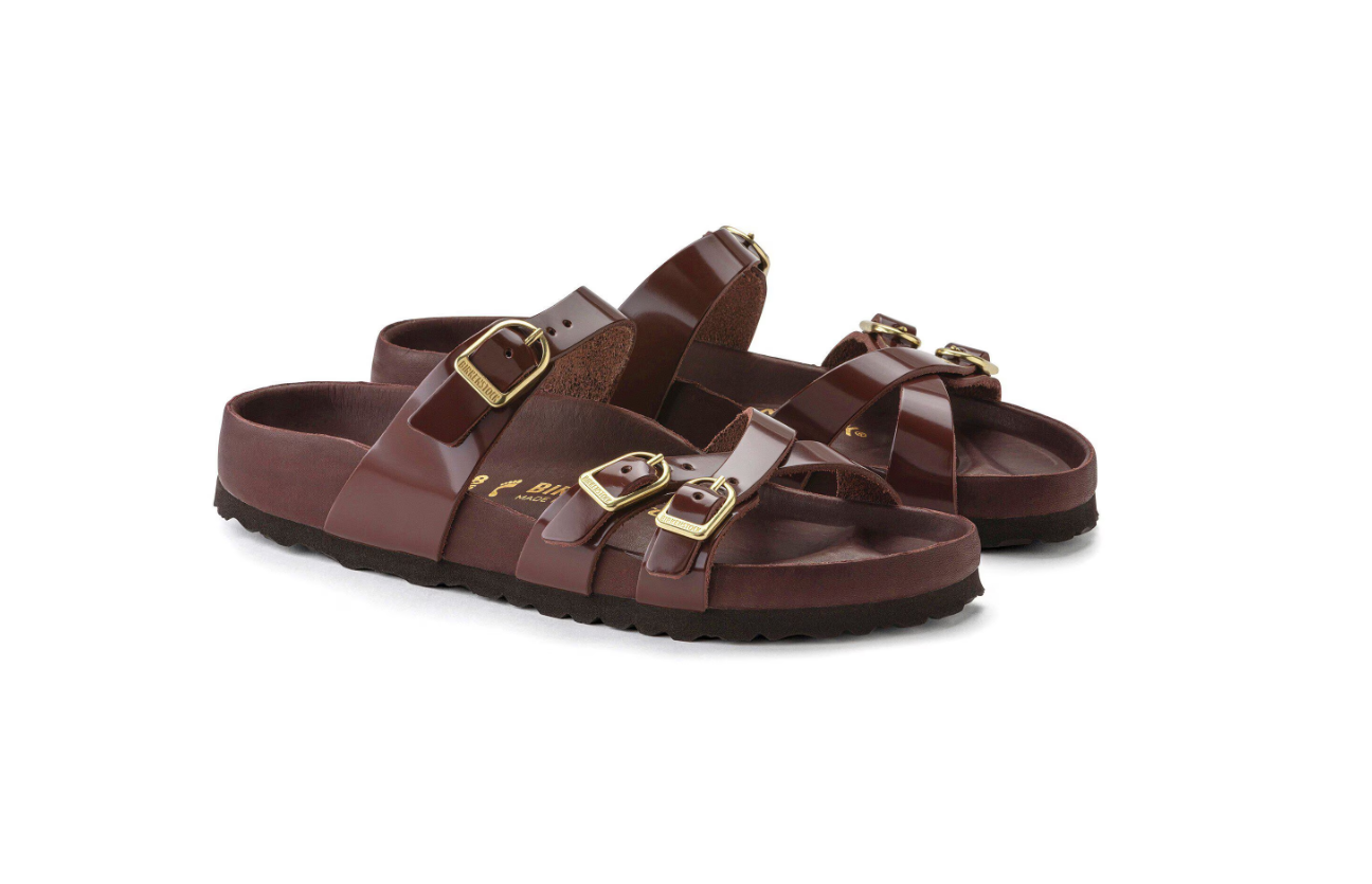 Birkenstock Franca Natural Leather Patent High Shine Chocolate