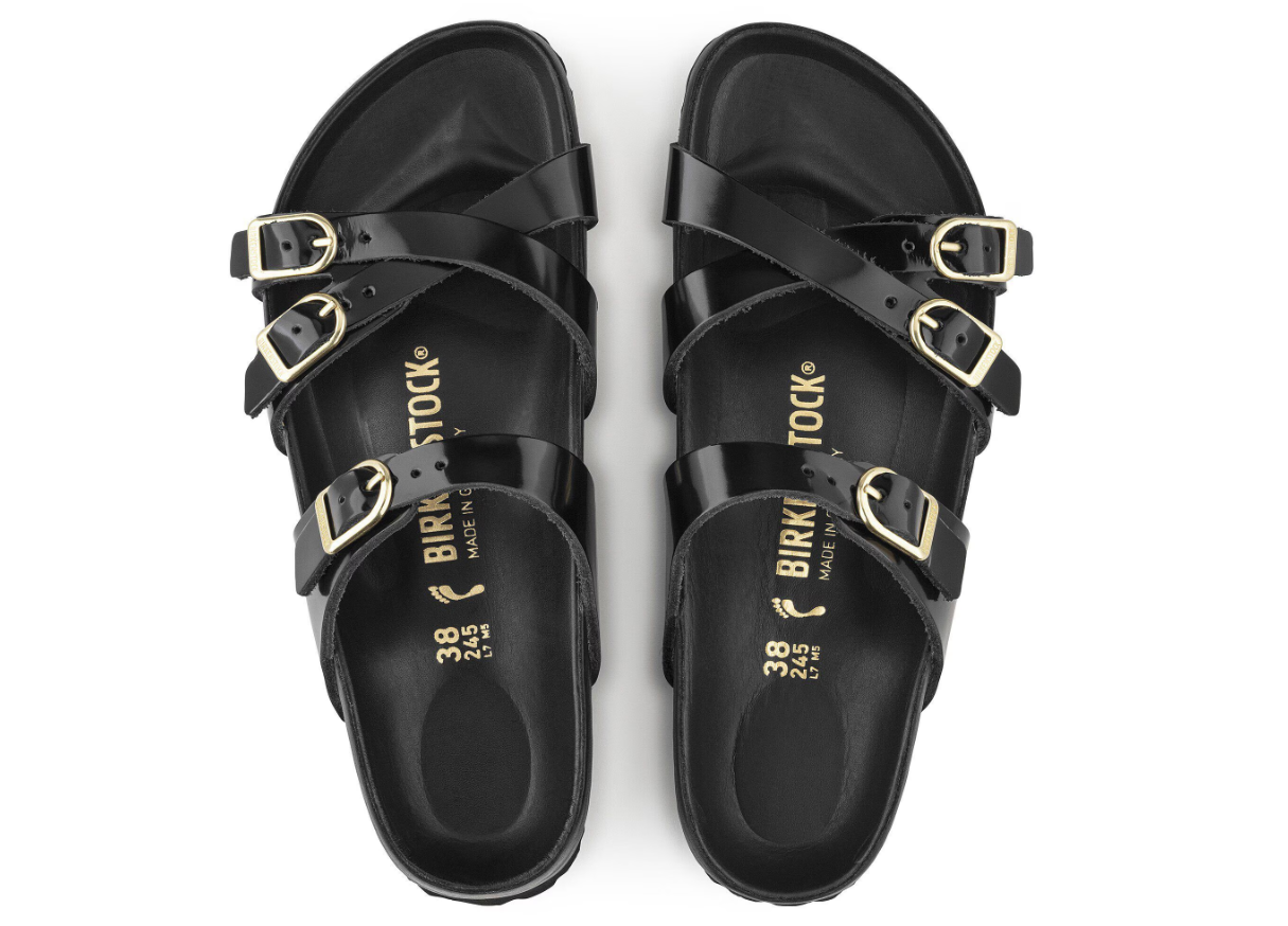 Birkenstock Franca Natural Leather Patent High Shine Black