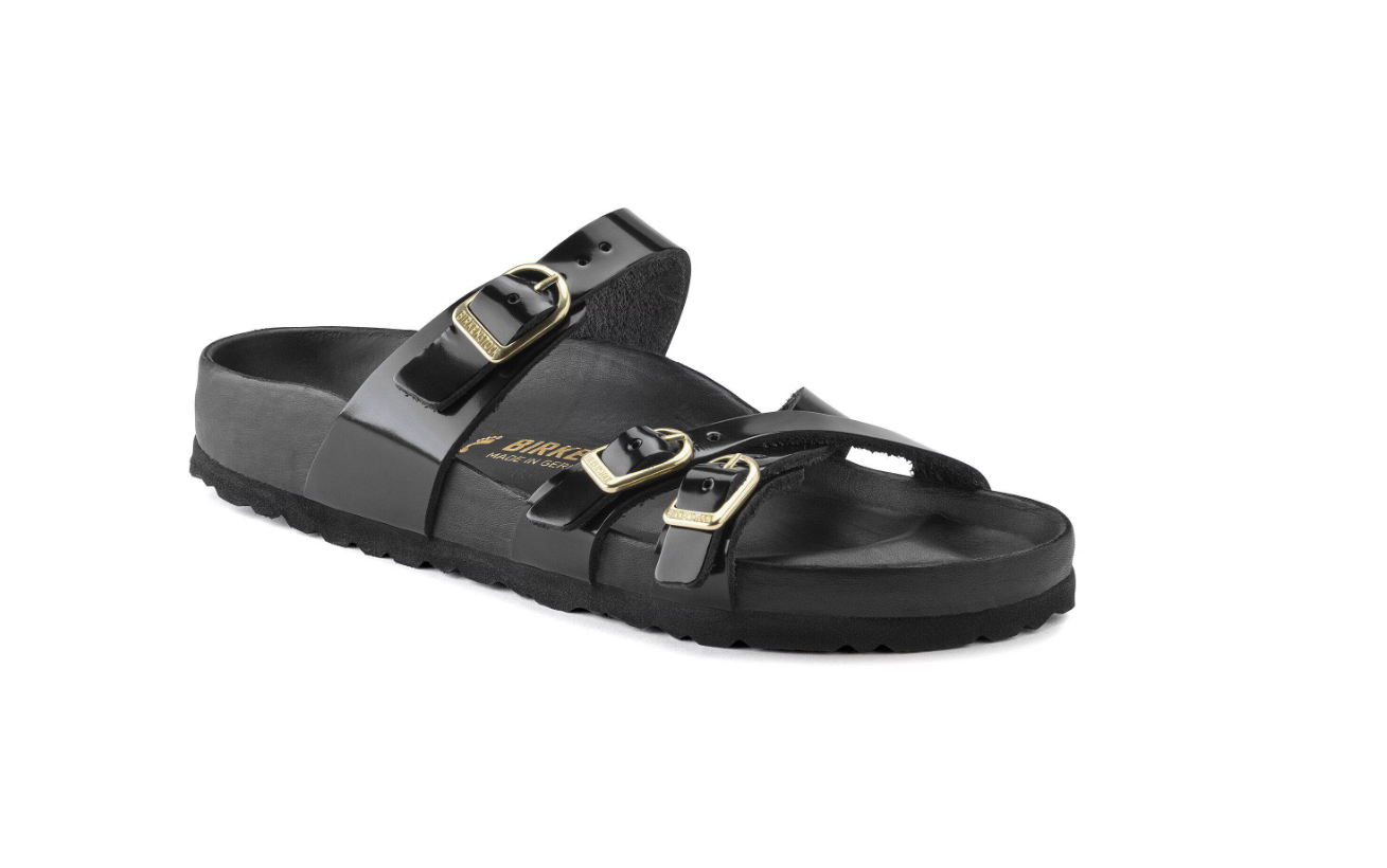 Birkenstock Franca Natural Leather Patent High Shine Black