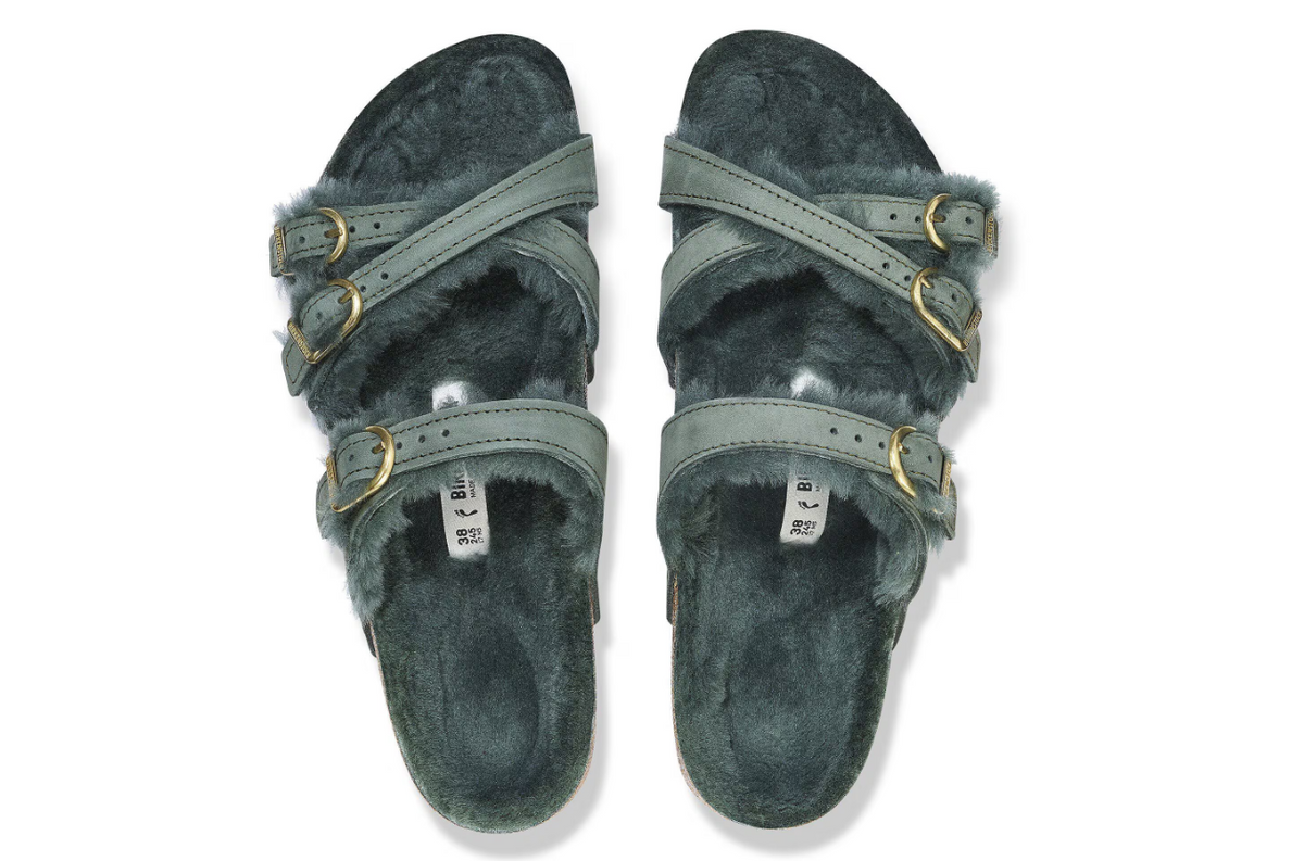 Birkenstock Franca Shearling Nubuck Leather Thyme