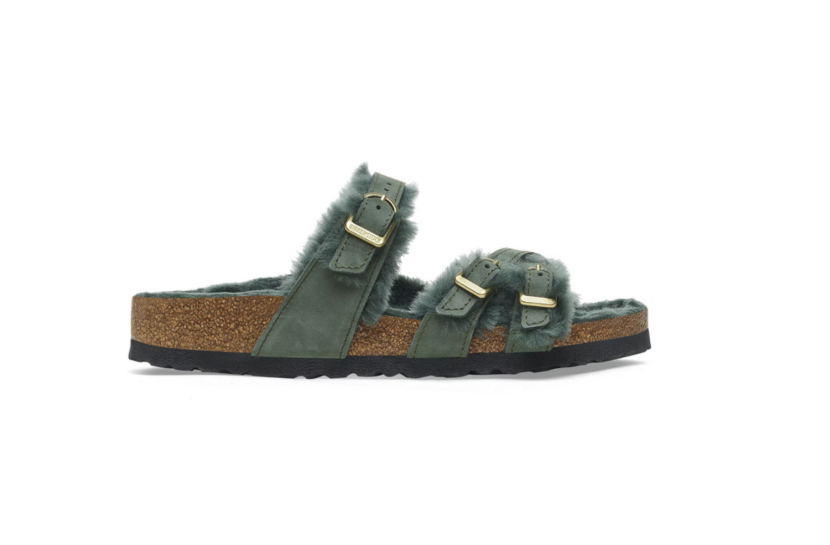 Birkenstock Franca Shearling Nubuck Leather Thyme