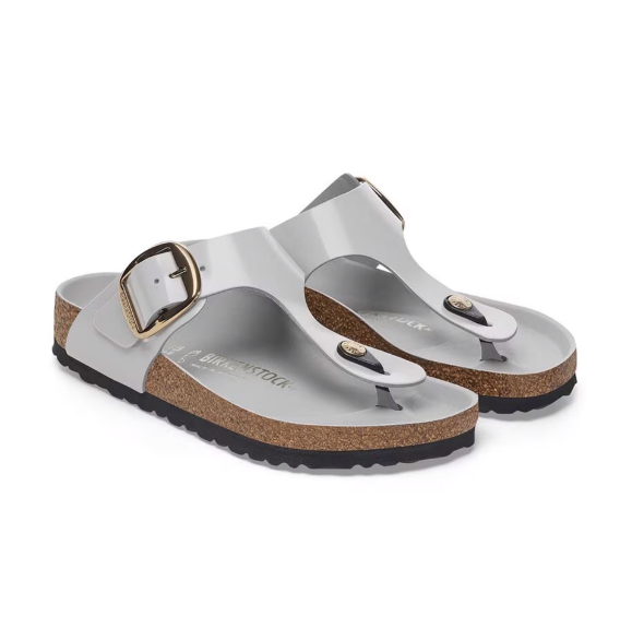 Birkenstock Gizeh Big Buckle Natural Leather Patent Stone Coin
