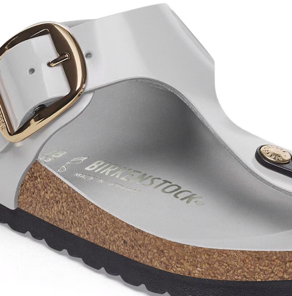 Birkenstock Gizeh Big Buckle Natural Leather Patent Stone Coin