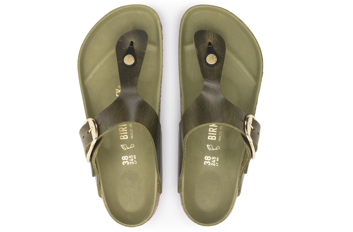 Birkenstock Gizeh Big Buckle Oiled Leather - Green, Regular