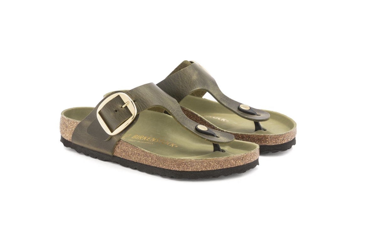 Birkenstock Gizeh Big Buckle Oiled Leather - Green, Regular
