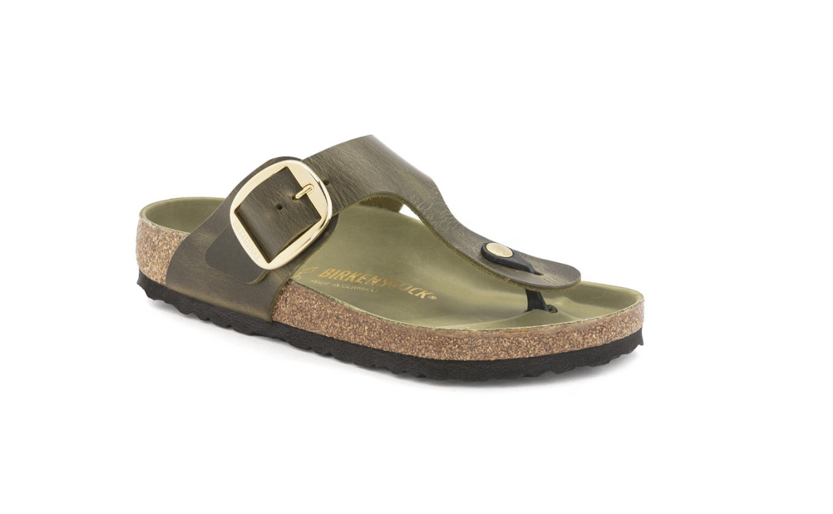 Birkenstock Gizeh Big Buckle Oiled Leather - Green, Regular